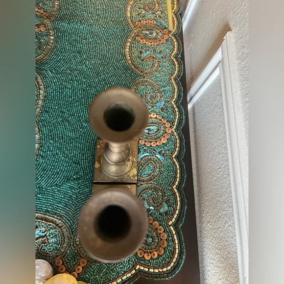 Vintage Solid Brass Taper Candle Holders 8” Tall – Patina Aged Finish – Set of 2 - Picture 8 of 8